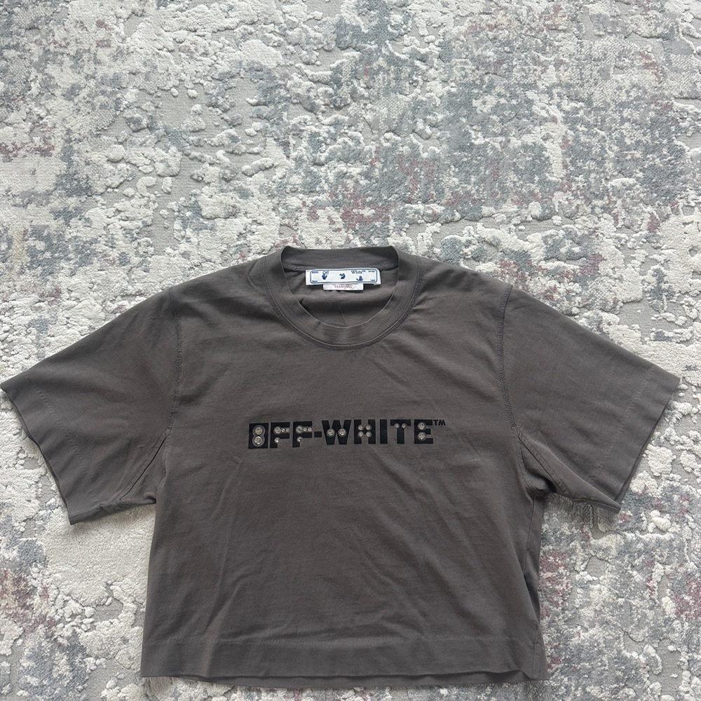 Off-White Brown Cropped T-Shirt